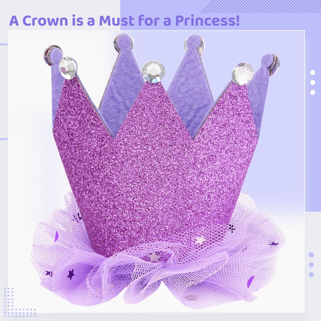 Dog Party Costume Set, Purple Tulle Ballerina Dress with Princess Crown & Bowtie for Birthday Parties, Wedding, Sweet Outfit Favors for Small Medium Dogs, Cats