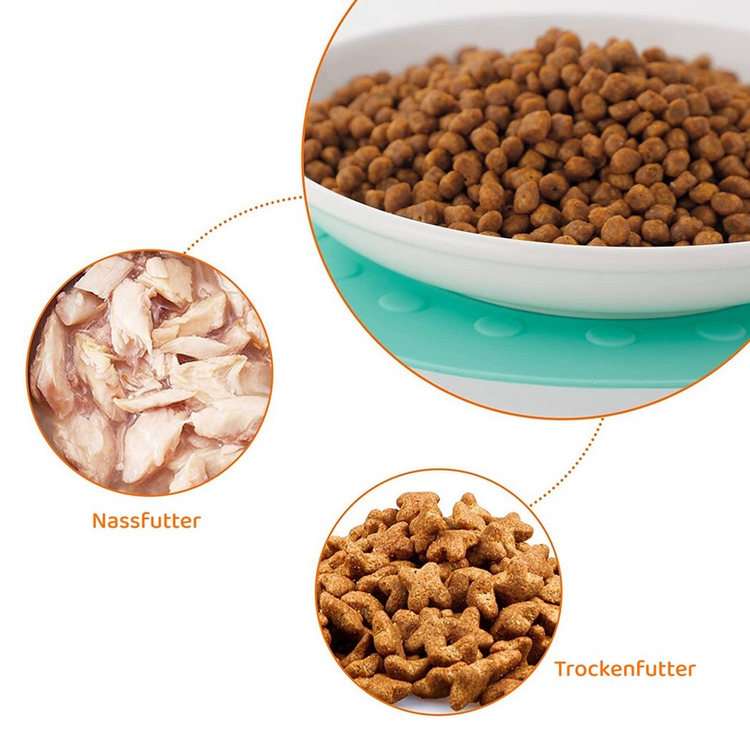 Dorakitten Ceramic Cat Food Plates: Cat Wet Food Bowls Cat Feeding Wide Bowls to Stress Relief of Whisker Fatigue Cat Dishes, Shallow Bowls for Kittens and Small Animals with Non-Slip Mat