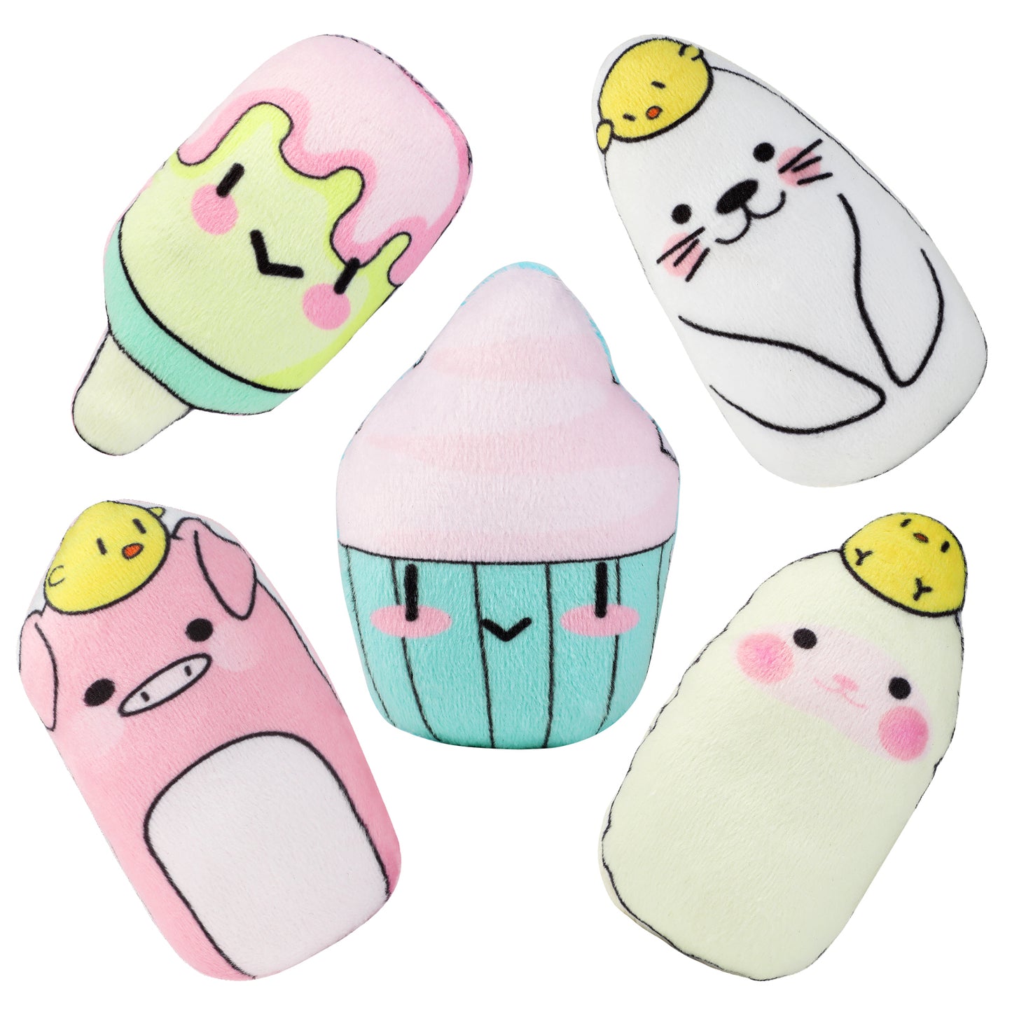 Cat Catnip Toy Interactive 5PCS Cartoon Shaped Kitten Chew Toy Cat Biting Toy