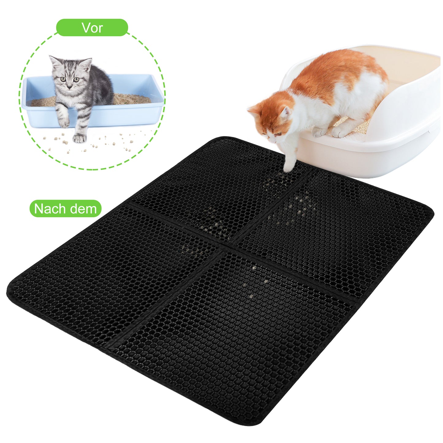 Pet Litter Pad Waterproof Double Layer Cat Trapper Mat with 5PCS Cat Pan Bags