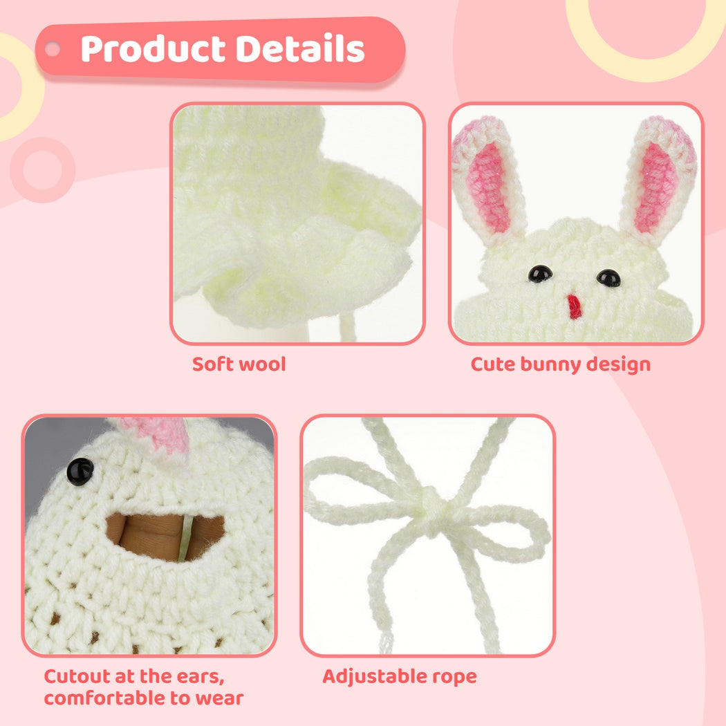Cat Easter Hat, Adorable Costume Bunny Hat, Handmade Knitted Pet Cap Soft Wool, Cat Kitten Headwear Outfit for Easter Party Decoration