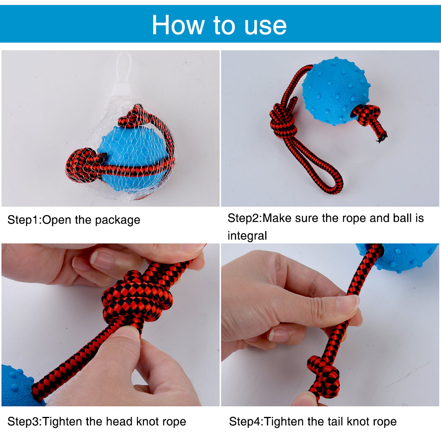 3PCS Pet Toy Ball on a Rope Creative Dog Toy Dog Chew Toy for Pet Training