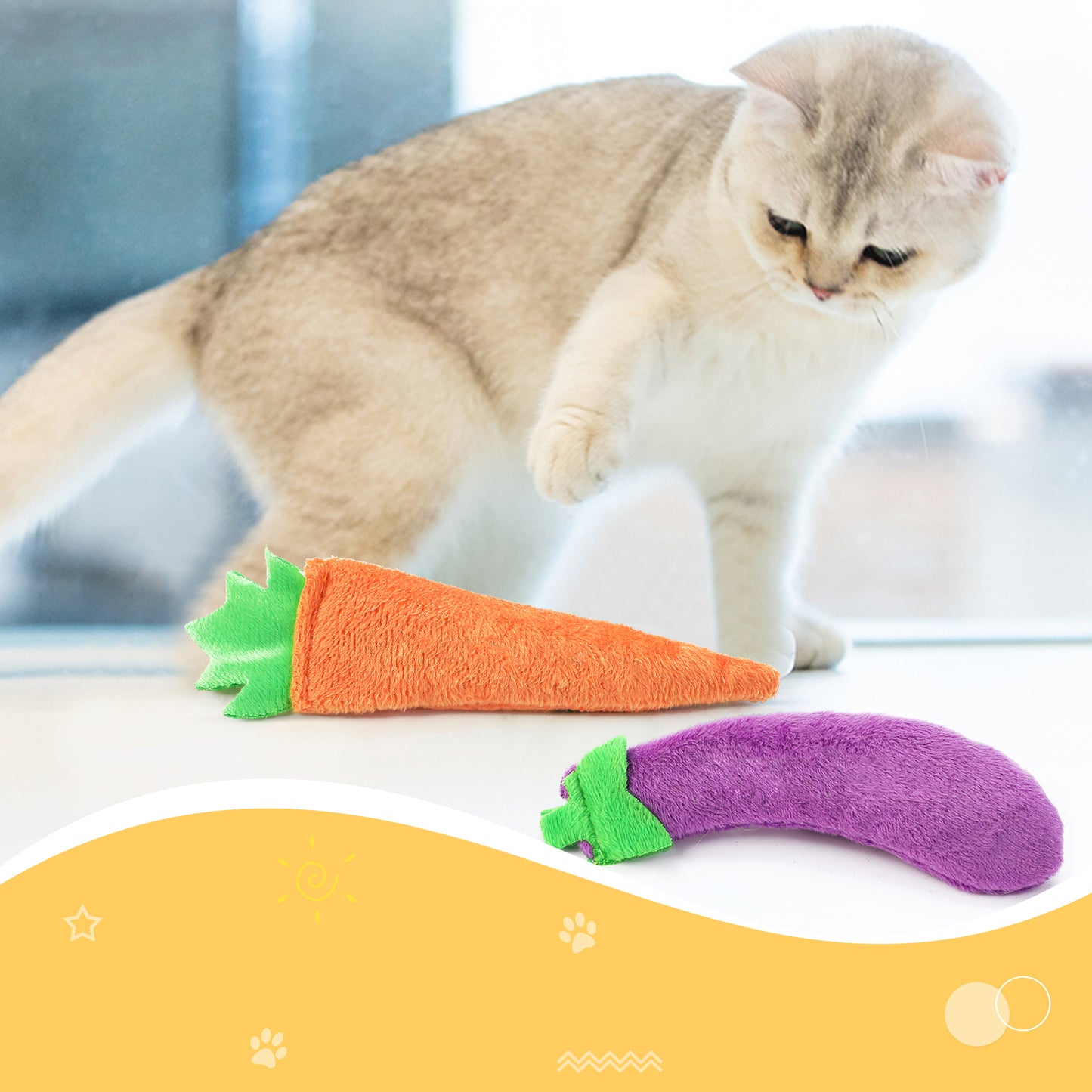 4PCS Cat Catnip Toy Creative Fruit Vegetables Cat Training Toy Cat Plush Toy