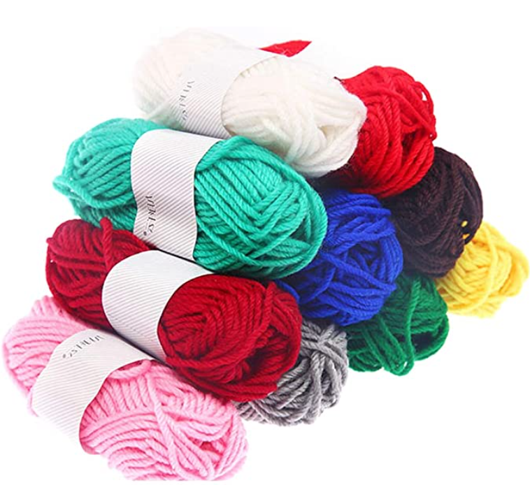 12PCS Knit Yarn Creative Multiuse DIY Acrylic Yarn Craft Making Yarn for Kids