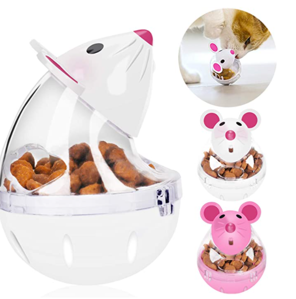 Cat Food Ball Slow Feed Mice Tumbler Shaped Pet Treat Ball Cat Food Toy Ball Pet Food Ball Cat Feeder