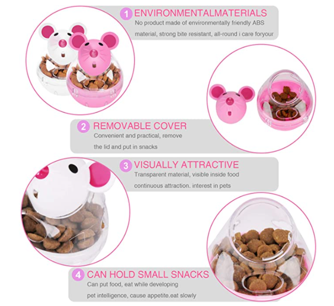 Cat Food Ball Slow Feed Mice Tumbler Shaped Pet Treat Ball Cat Food Toy Ball Pet Food Ball Cat Feeder